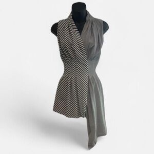 Christina Asymmetrical Striped Cotton Top – Size Large – Modern Minimalist Fit